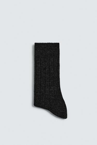 CHAUSSETTES CANNELÉES AVEC LAINE ORIGINS - Gris chiné de Zara