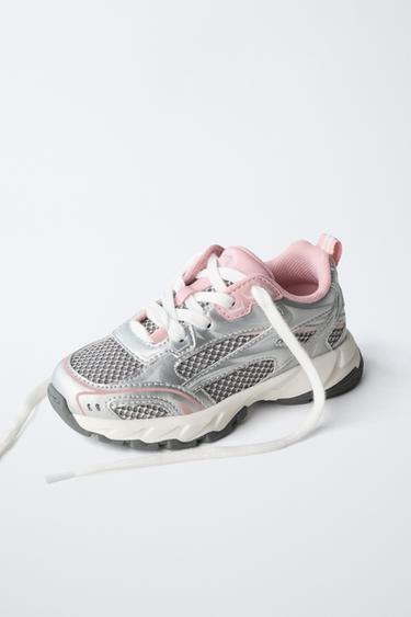 BASKETS AVEC RÉSILLE - Argent de Zara - Image 2