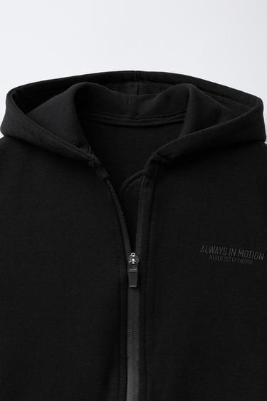 INTERLOCK ZIP-UP HOODIE - Black by Zara - Image 2