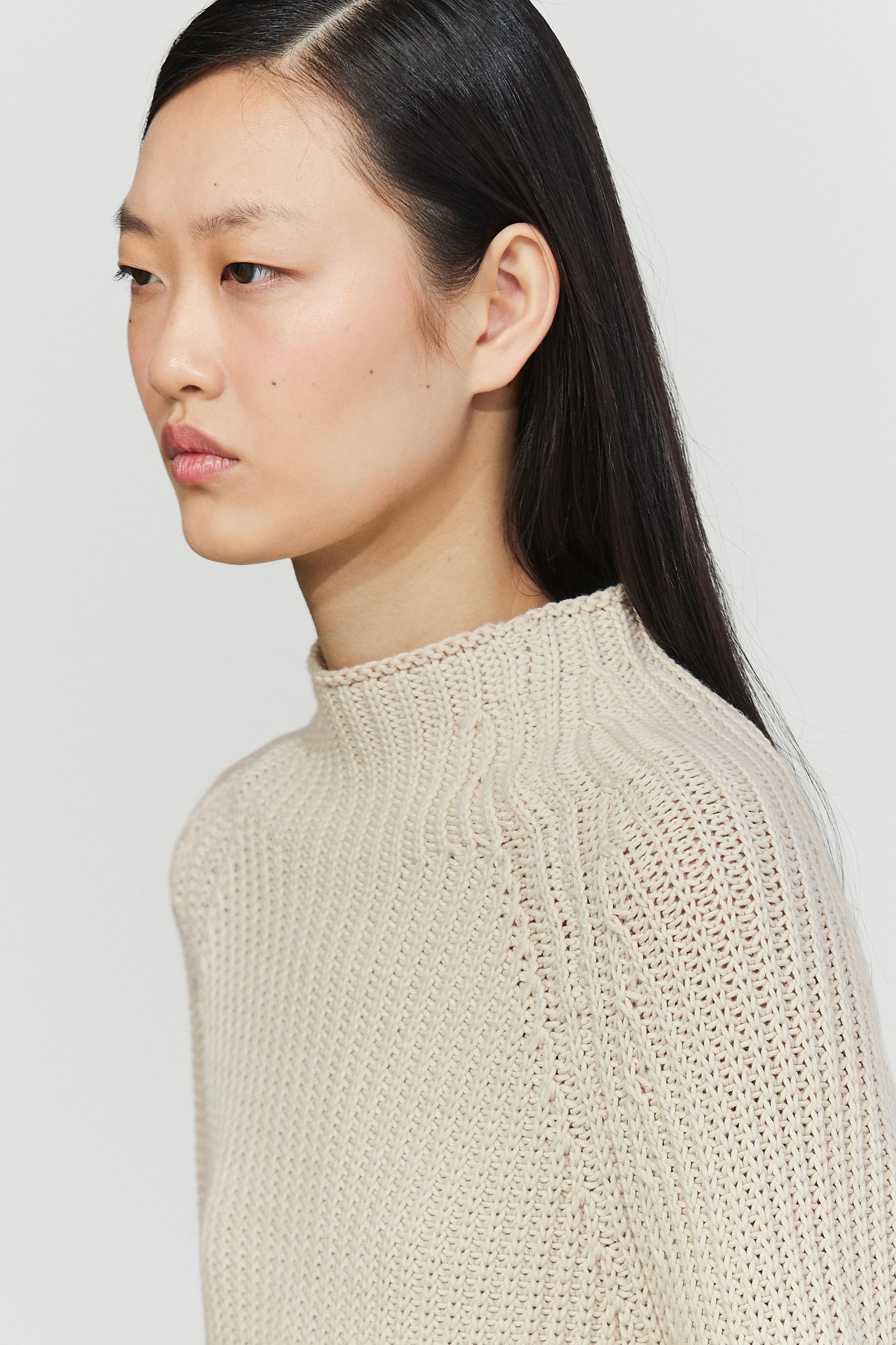 100% cotton purl knit sweater