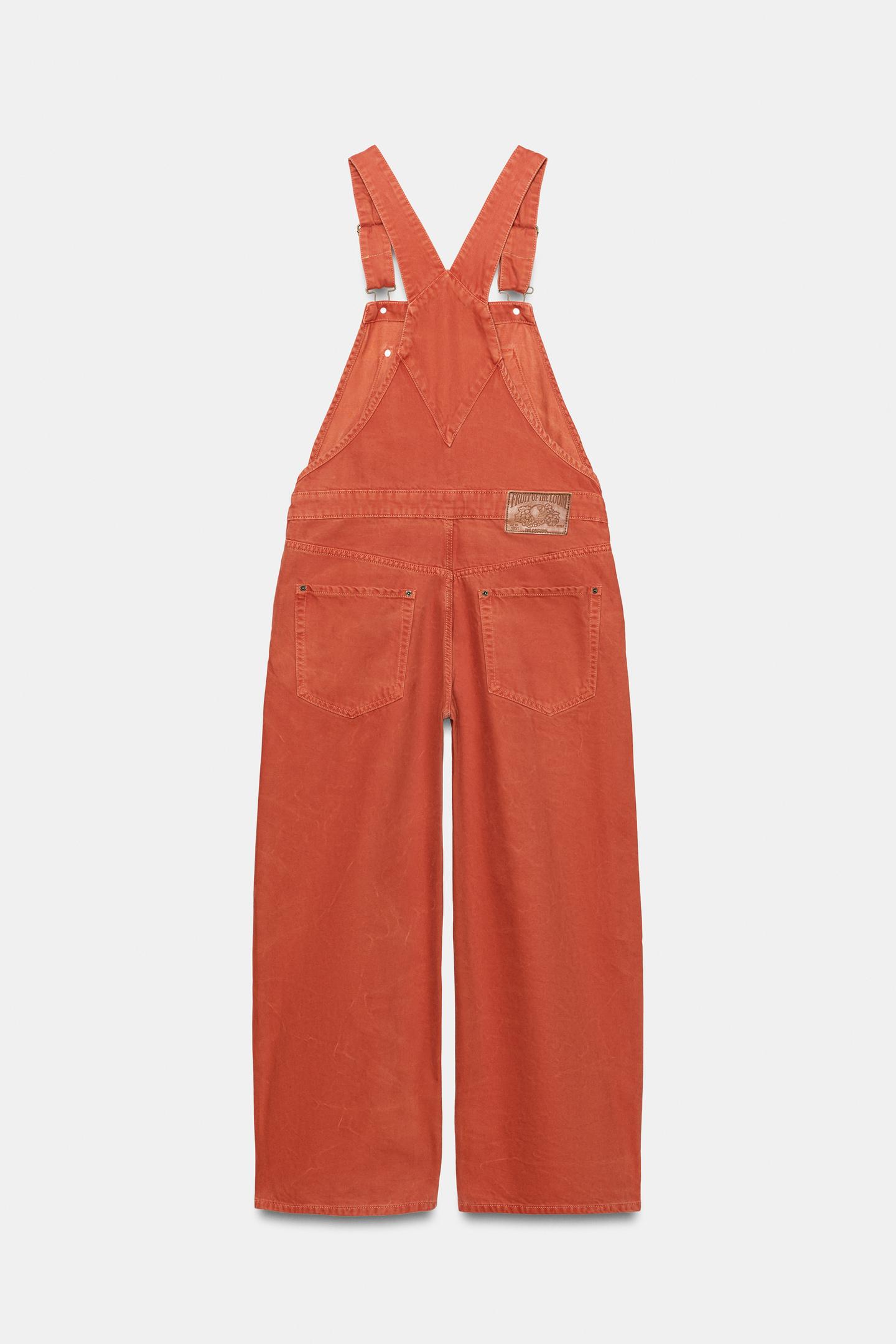 Женский комбинезон Zara Fruit OF the Loom™ Denim Overalls, цвет: Красный / Оранжевый — фото 2