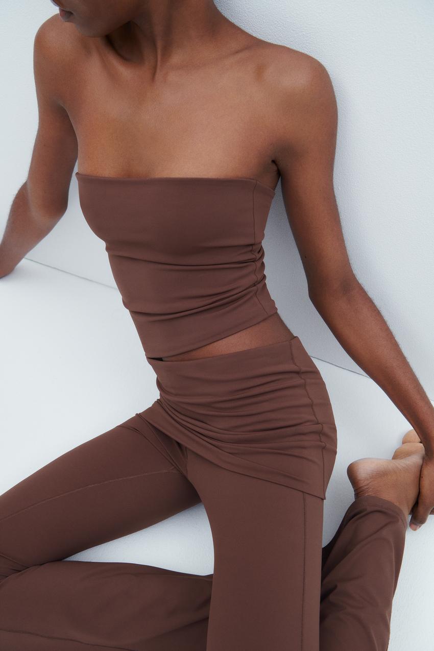 Dark Brown Leggings with Stretch Waistband