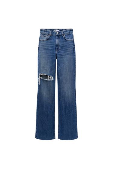 RIPPED WIDE LEG JEANS