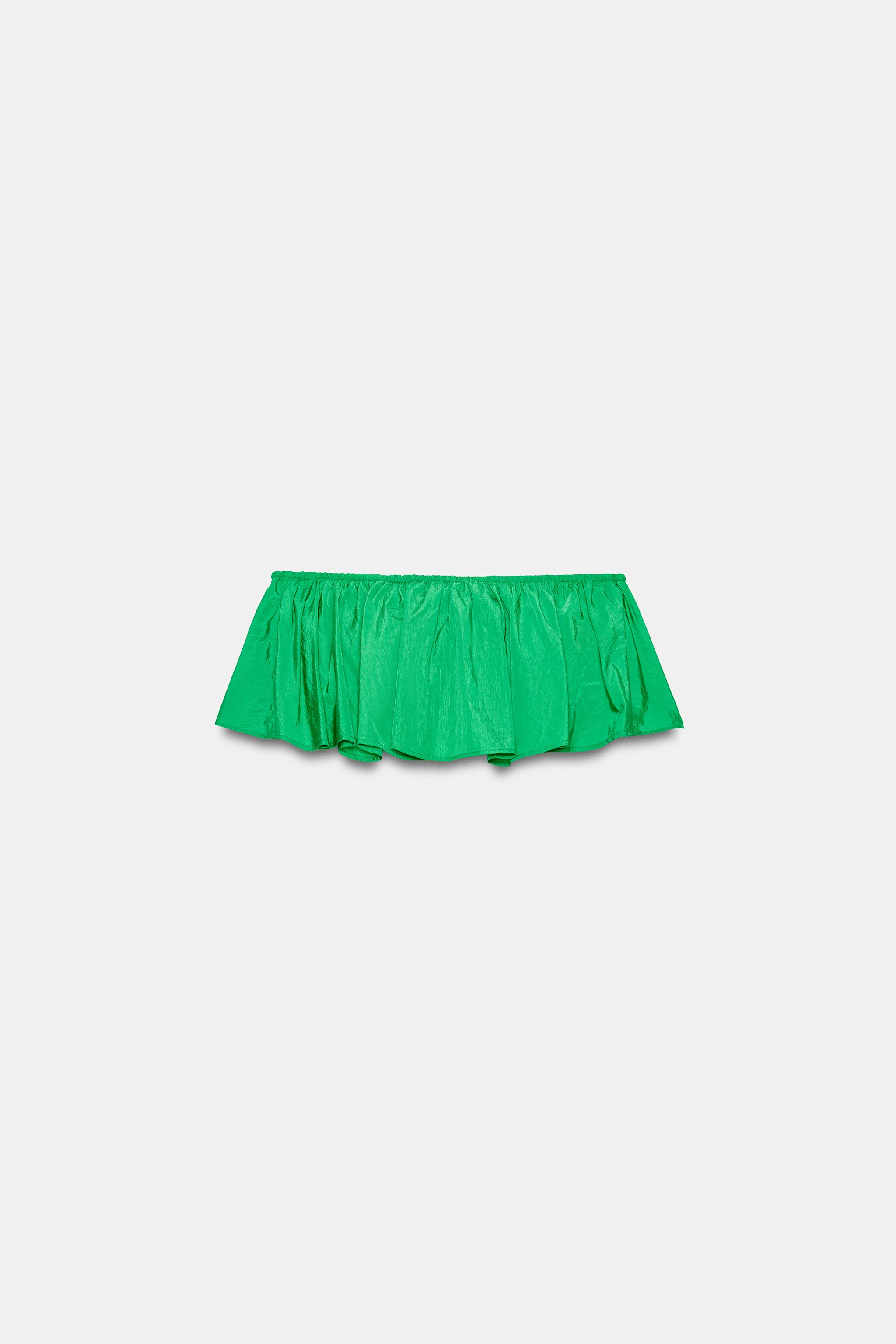 TOP BANDEAU EN TAFFETAS À VOLANT