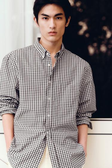 Zara 標準版棉質襯衫 - 棕色 / 裸色