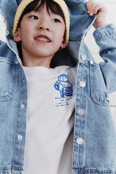 Zara 連帽牛仔襯衫式外套 - 中藍色