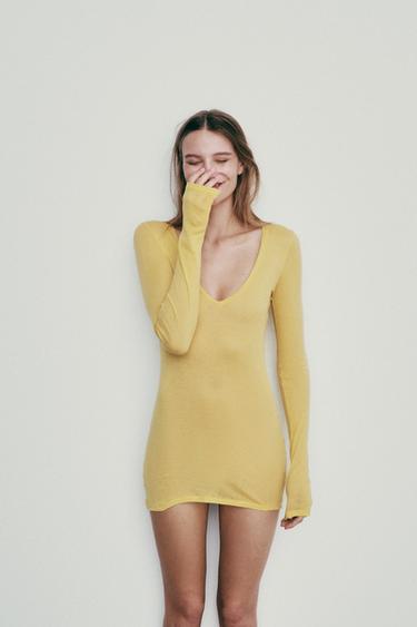 Zara SUPIMA® LONG SLEEVE T-SHIRT - Yellow