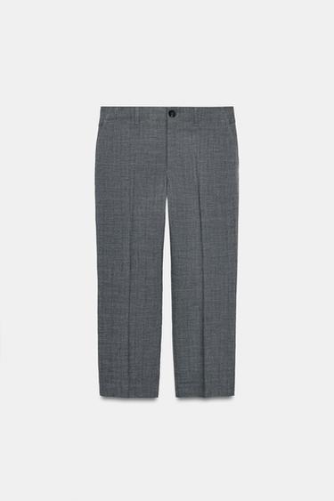 Zara ZW COLLECTION PLAID STRAIGHT PANTS - Gray