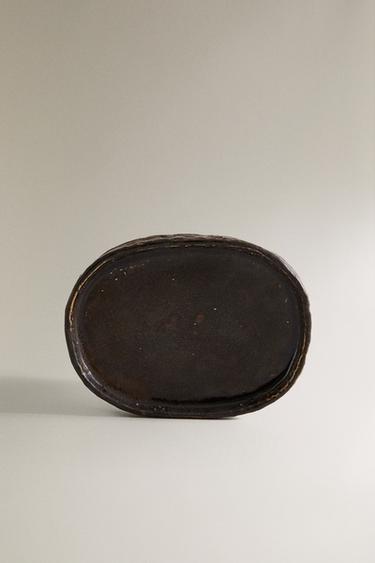 TEXTURED CERAMIC BATHROOM SOAP DISH - Brown / Green by Zara