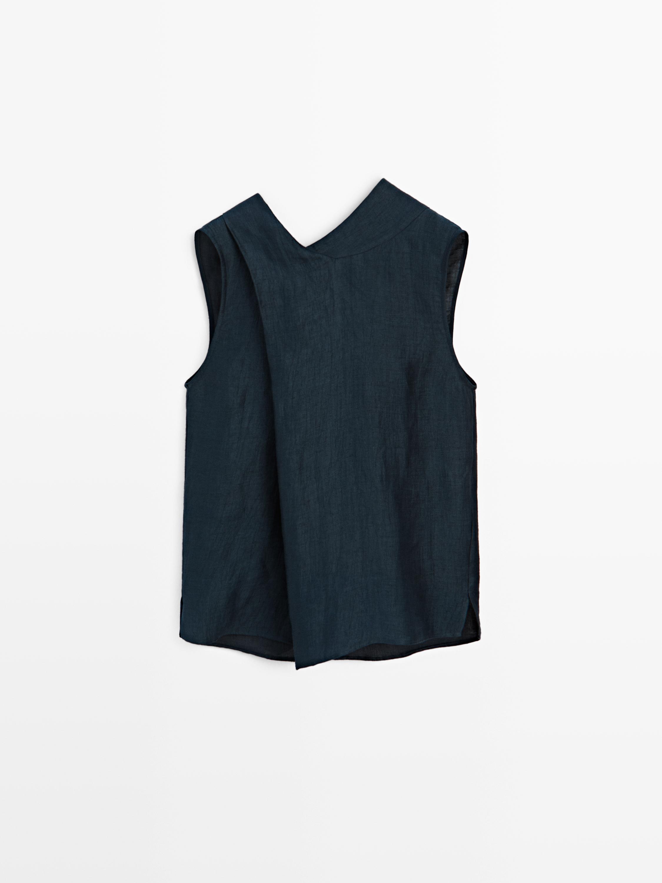 Linen blend halter top