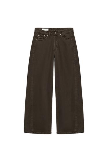 JEANS TRF WIDE LEG TIRO MEDIO - Musgo de Zara