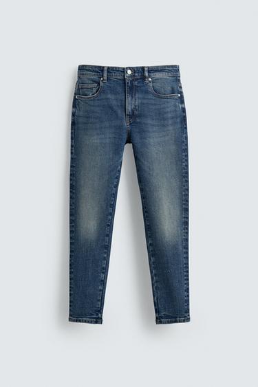 JEANS SKINNY CROPPED FIT - Azul de Zara