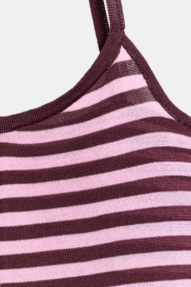 TOP EN MAILLE À RAYURES ET BRETELLES - Rose moyen de Zara - Image 5