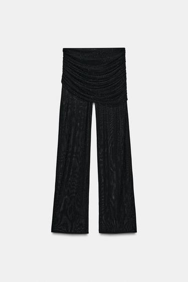 PANTALON FRONCÉ EN TULLE À BRILLANTS - Noir de Zara - Image 6
