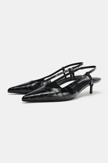 CHAUSSURES À TALONS OUVERTES À L'ARRIÈRE AVEC RELIEF - Noir de Zara - Image 3