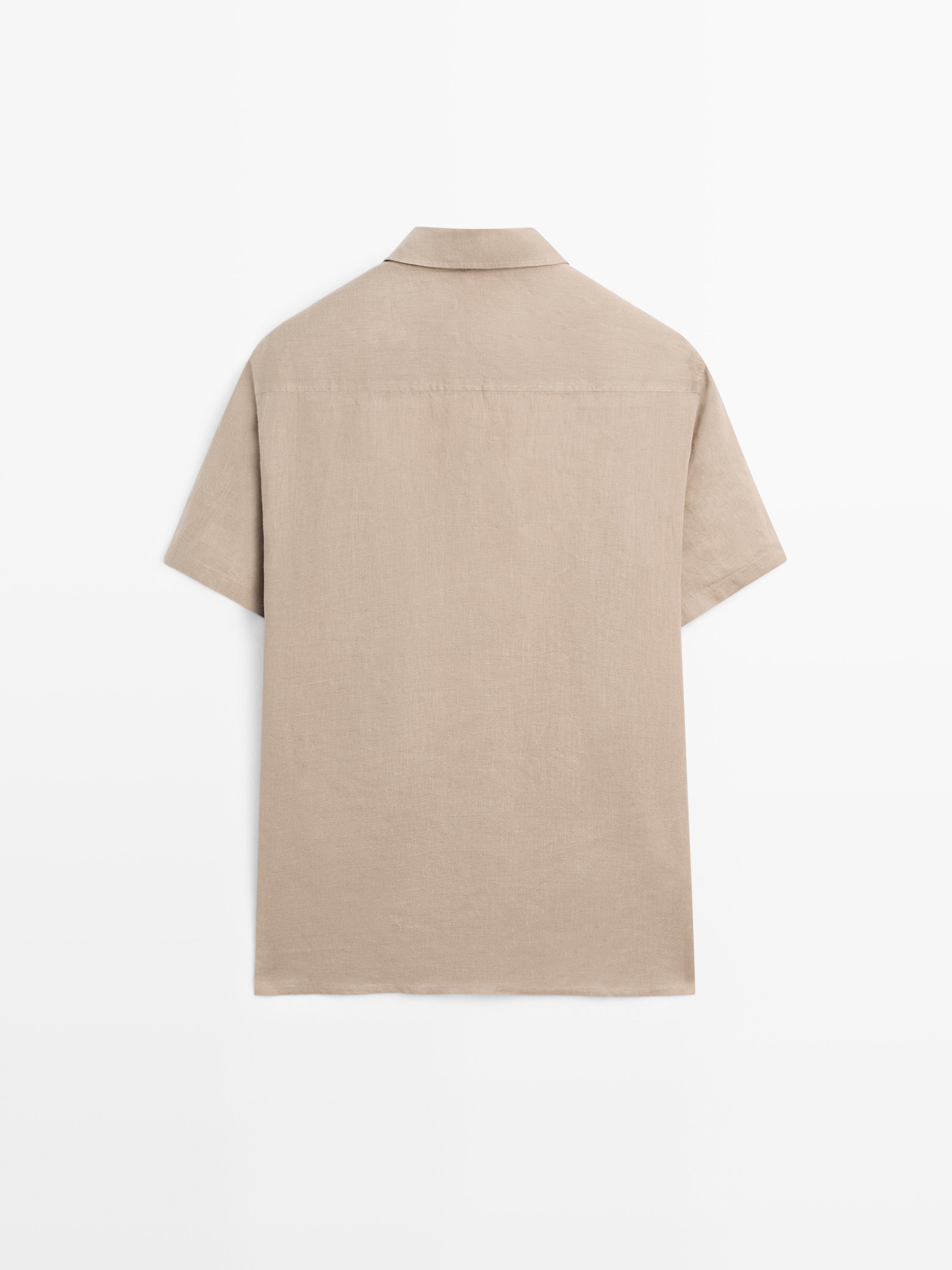 Regular fit short sleeve linen shirt