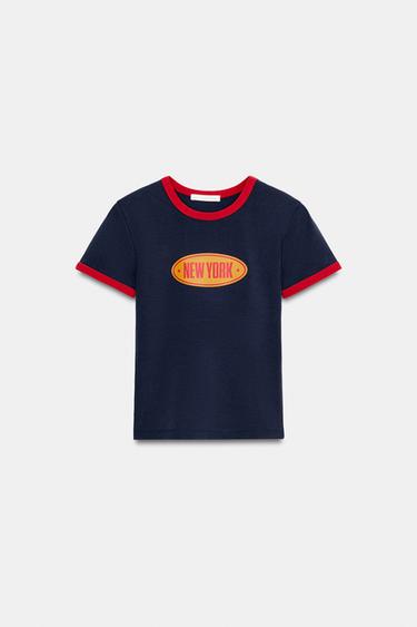 SLOGAN T-SHIRT - Blue by Zara