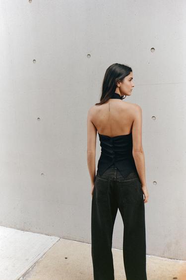 JEANS TRF STRAIGHT WIDE TIRO ALTO - Marrón de Zara