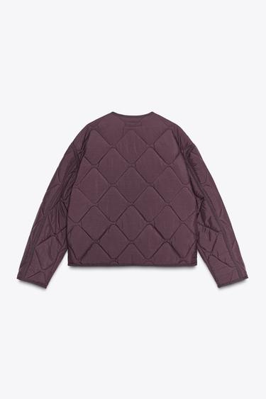 QUILTED JACKET WITH PATCH POCKETS - Burgundy by Zara - Image 5
