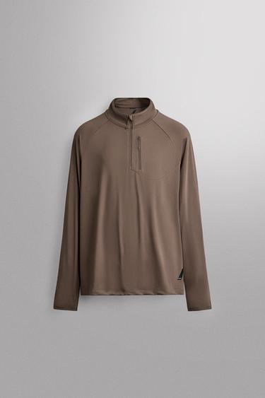 TECHNICAL QUARTER-ZIP T-SHIRT — Brown 1