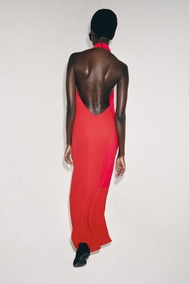 ZW COLLECTION HALTER DRESS - Light red by Zara