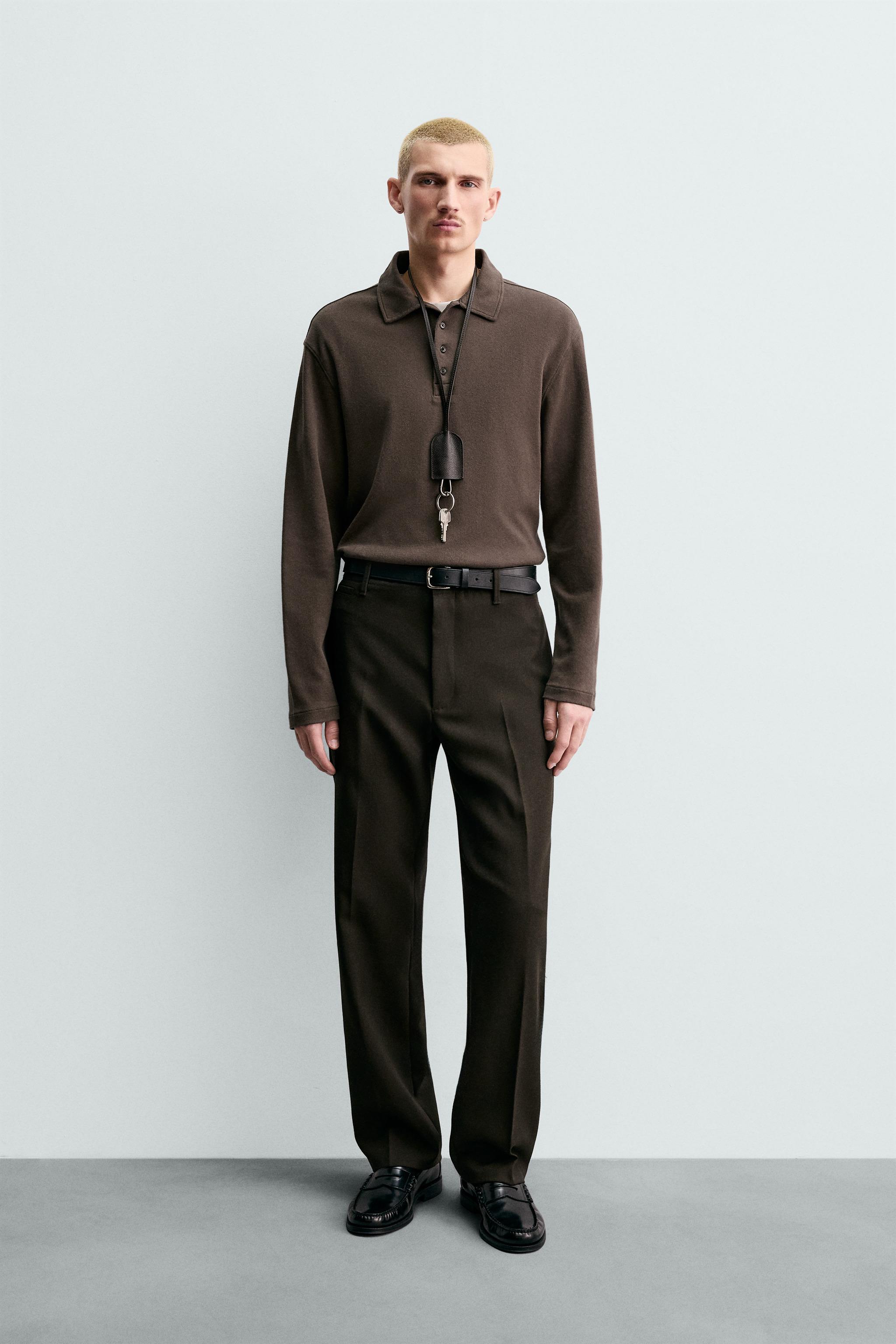 100％ウールORIGINSチノパンツ - ダークブラウン | ZARA Japan / 日本