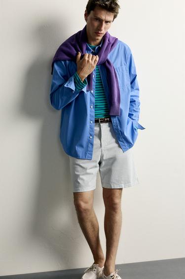 REGULAR FIT CHINO BERMUDA SHORTS - Pearl grey by Zara