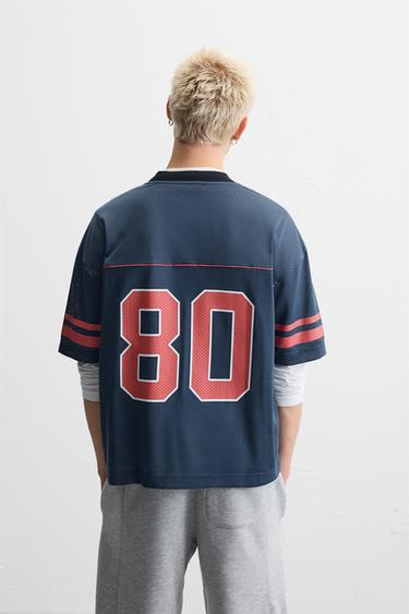 T-SHIRT STRUCTURE OUVERTE VARSITY - Bleu marine de Zara - Image 2