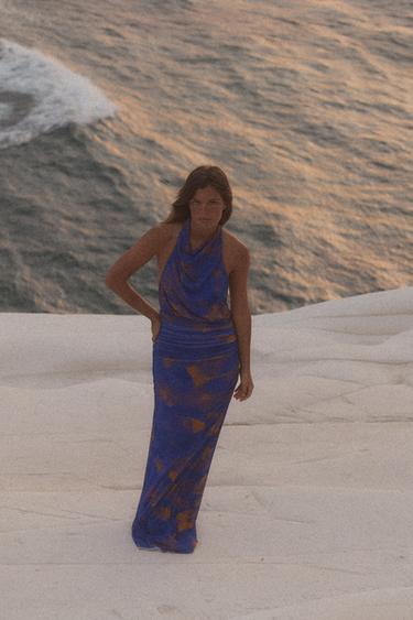 ROBE LONGUE EN TULLE IMPRIMÉ - Violet de Zara - Image 3