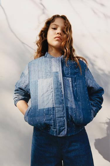 CAZADORA BOMBER PATCHWORK - Azul / Índigo de Zara