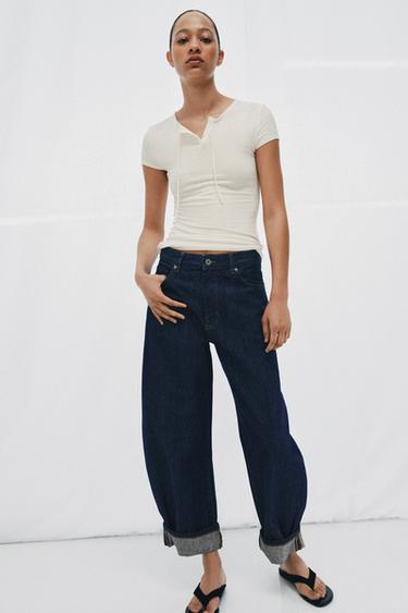Zara HENLEY NECK T-SHIRT - Oyster-white - Image 0