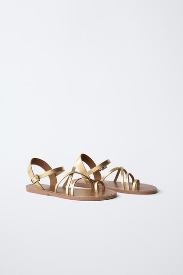 SANDALES EN CUIR - Or de Zara - Image 1
