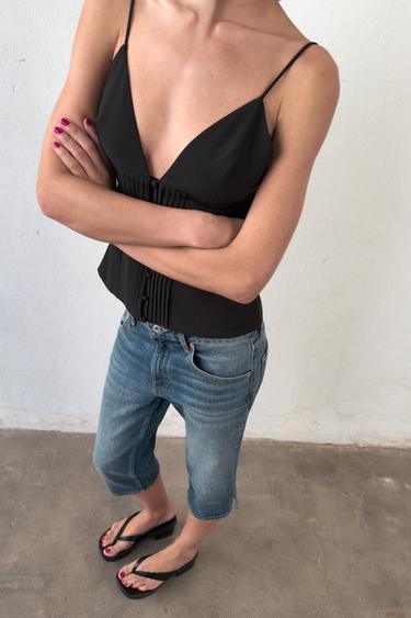 PLEATED STRAPPY TOP - Black by Zara