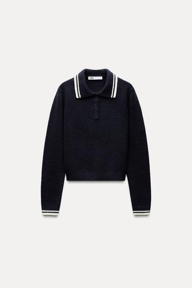 KNIT POLO SWEATER - navy by Zara - Image 0