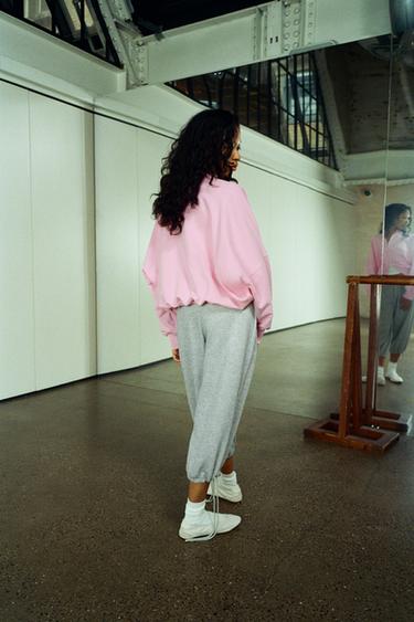 ZIP-UP BOMBER SWEATSHIRT — Pink 2