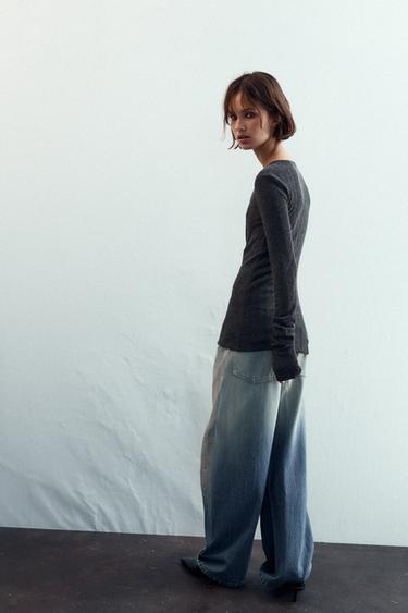 SOFT RIB T-SHIRT - Grey marl by Zara - Image 3