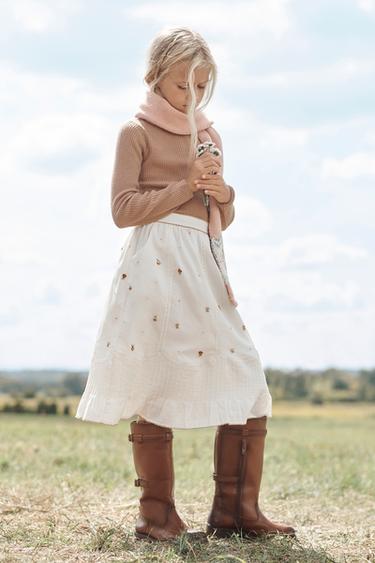 FALDA MIDI FLORES BORDADAS LIMITED EDITION  - Crudo de Zara - Imagen 0