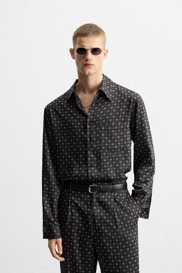 CHEMISE À IMPRIMÉ GÉOMÉTRIQUE ÉDITION LIMITÉE - Bleu marine de Zara - Image 1