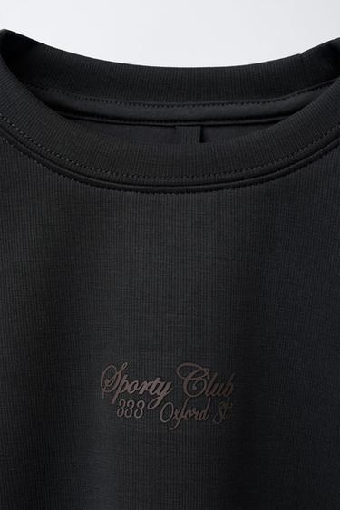 SWEATSHIRT WITH RAISED SLOGAN - Grey by Zara - Image 2