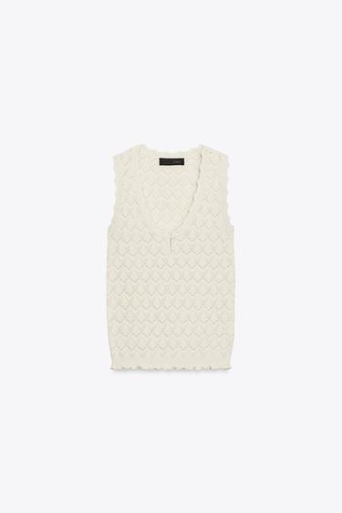 TOP PUNTO POINTELLE - Vainilla de Zara