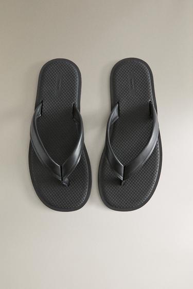 STRAPPY LEATHER TOE DIVIDER SANDALS - Black by Zara - Image 2