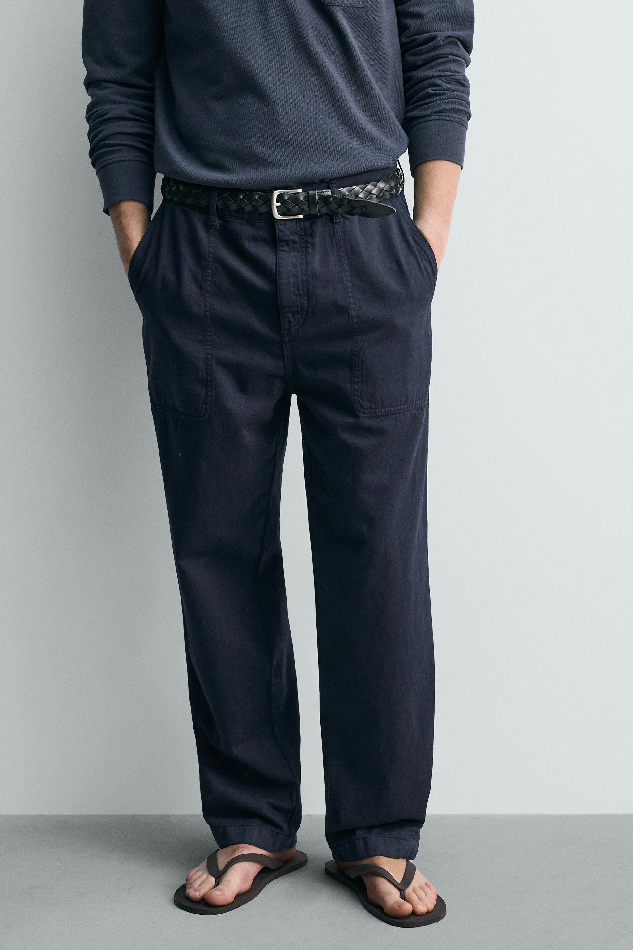 ウォッシュ加工レギュラーフィットパンツ ウォッシュ加工ストレートフィットパンツ - ブルー | ZARA Japan / 日本