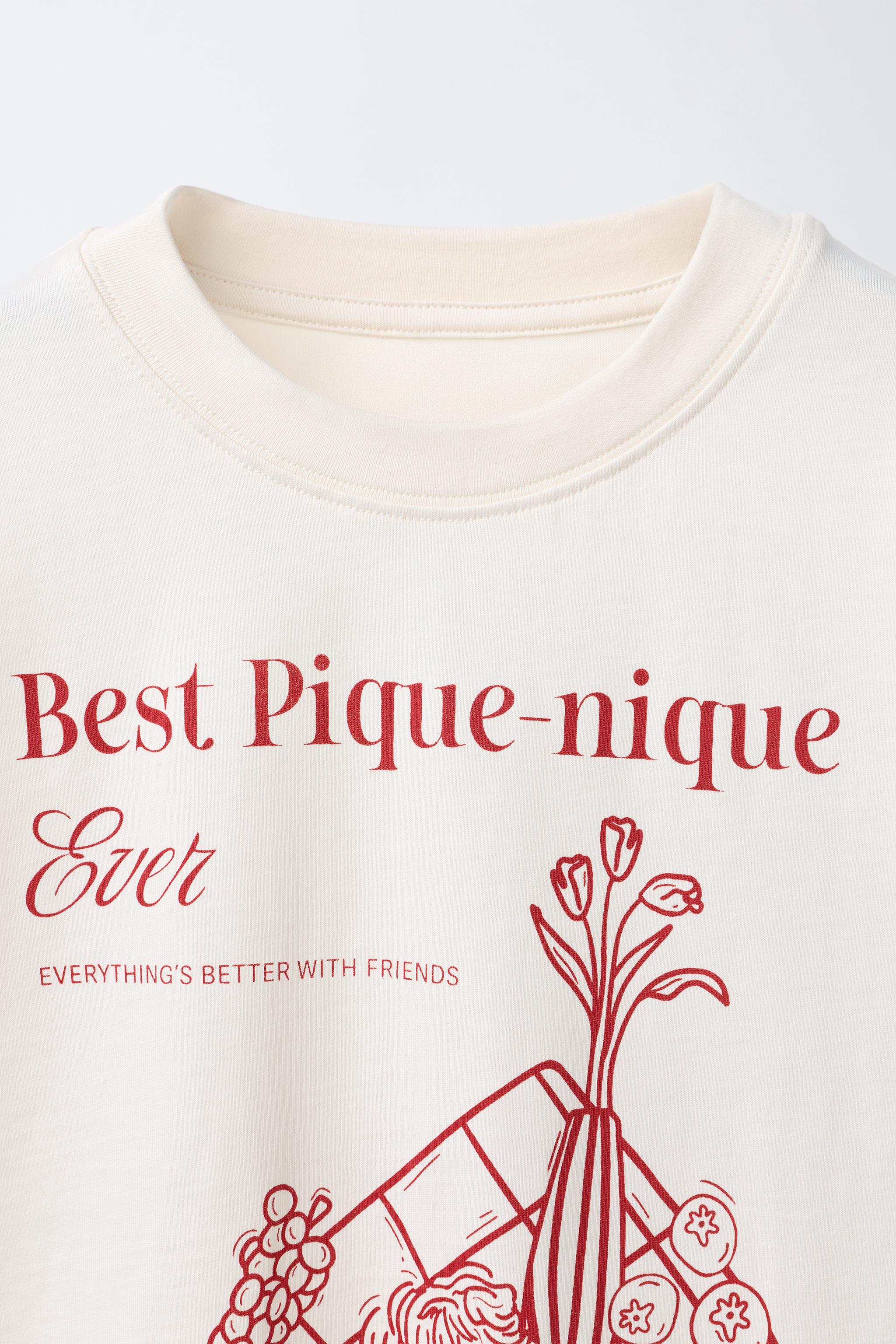 EMBROIDERED AND TEXT T-SHIRT