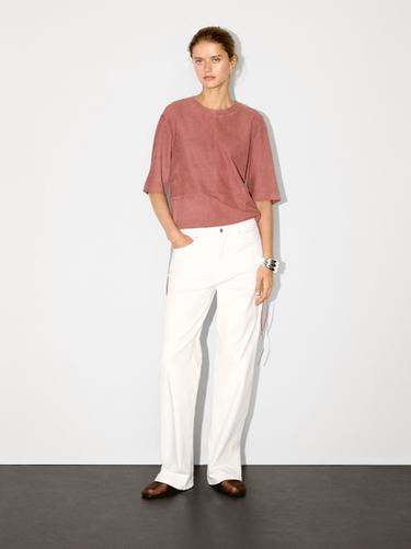 Zara Suede leather top with strap detail - Pink