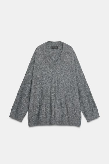 OVERSIZED WOOL SWEATER - Grey marl by Zara - Image 6