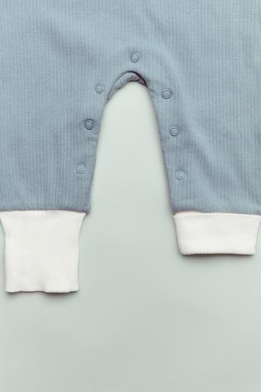 0-18 MESES/ PIJAMA ENTERO CONTRASTE - Azul / Gris de Zara
