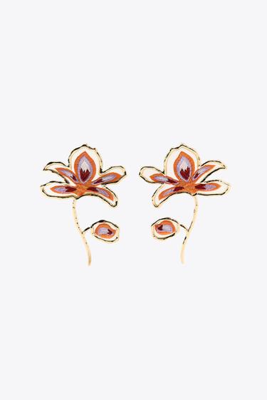 OHRRINGE BLUME BESTICKT - Goldfarben von Zara