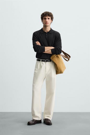 POLO PUNTO ALGODÓN - SEDA - Negro de Zara - Imagen 0