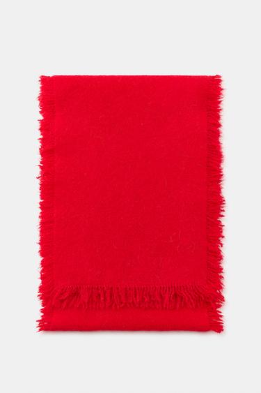 FRINGED KNIT SCARF — Red 1
