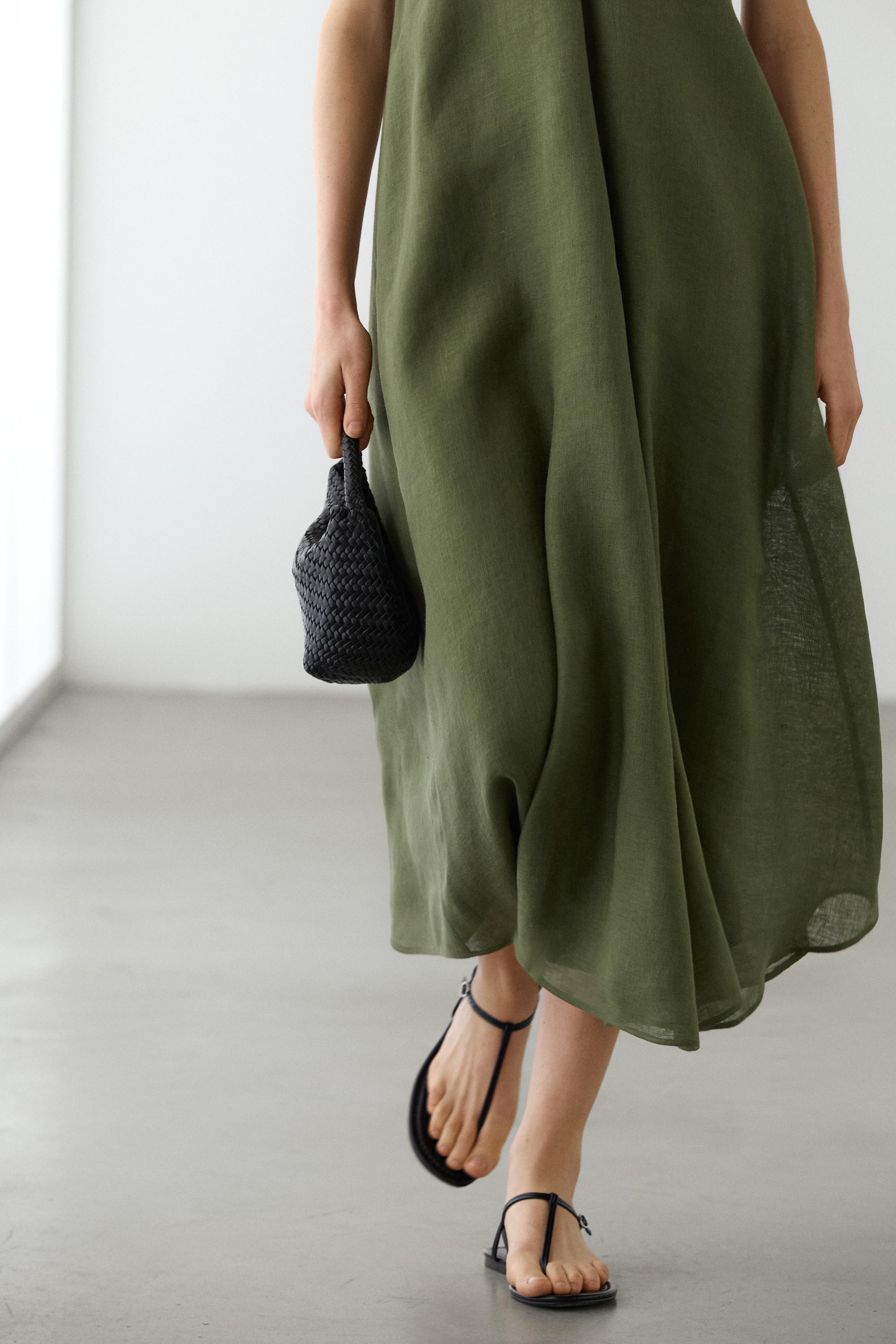 Flowing midi dress with thin straps